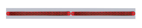 Chrome Top Mud Flap Plate w/ Two 19 LED 12" Reflector Light Bars - Red LED/Red Lens