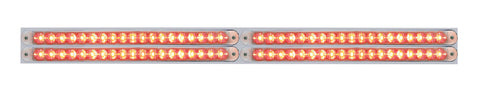 Chrome Top Mud Flap Plate w/ Four 19 LED 12" Reflector Light Bars - Red LED/Clear Lens