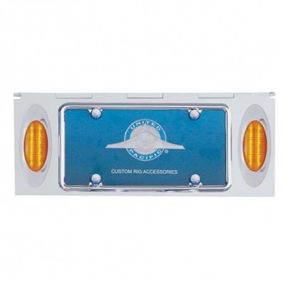 Stainless 1 License Plate Holder w/ Two 12 LED Phantom Lights - Amber LED/Amber Lens