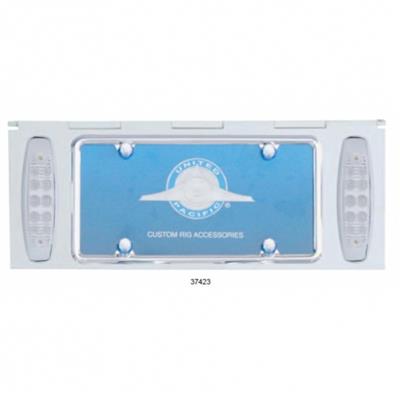 Stainless 1 License Plate Holder w/ Two 12 LED Rectangular Lights - Amber LED/Clear Lens