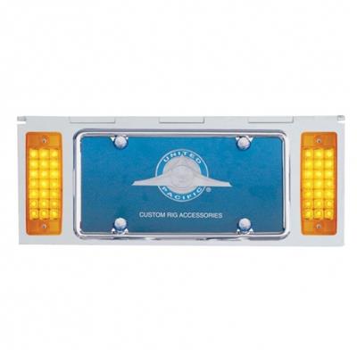 Stainless 1 License Plate Holder w/ Two 21 LED Rectangular Lights - Amber LED/Amber Lens