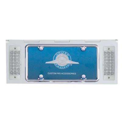 Stainless 1 License Plate Holder w/ Two 21 LED Rectangular Lights - Amber LED/Clear Lens