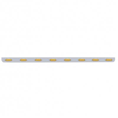 79 1/2" Stainless Bumper Light Bracket w/ Eight 4 LED Reflector Lights - Amber LED/Amber Lens