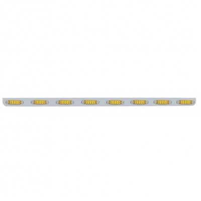 79 1/2" Stainless Bumper Light Bracket w/ Eight 10 LED Reflector Lights - Amber LED/Amber Lens