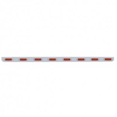 79 1/2" Stainless Bumper Light Bracket w/ Eight 10 LED Reflector Lights - Red LED/Red Lens