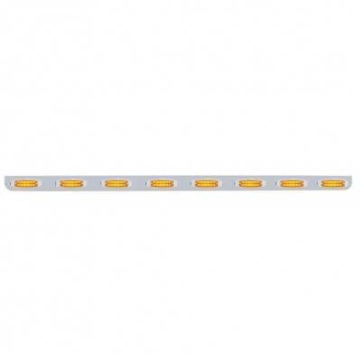 79 1/2" Stainless Bumper Light Bracket w/ Eight 12 LED Rectangular Lights - Amber LED/Amber Lens