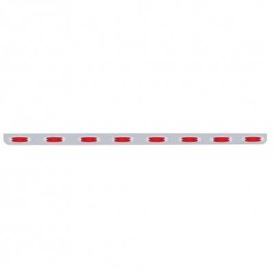 79 1/2" Stainless Bumper Light Bracket w/ Eight 12 LED Rectangular Lights - Red LED/Red Lens