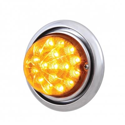 Front Bumper Light w/17 Amber LED Dual Function Clear Style Reflector Light For FL Columbia - Amber Lens