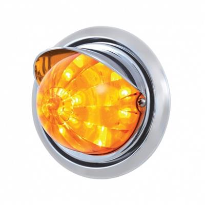 Front Bumper Light w/17 Amber LED Dual Function Watermelon Light & Visor For FL Columbia - Amber Lens