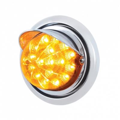 Front Bumper Light w/17 Amber LED Reflector Light & Visor For Freightliner Columbia - Amber Lens