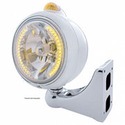 S.S. "GUIDE" HEADLIGHT W/ AMBER DUAL FUNCTION TOP MOUNT LIGHT - 34 AMBER LED CRYSTAL HALOGEN