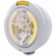 S.S. PB "BULLET" PB HEADLIGHT W/ AMBER SIGNAL LIGHT - 34 AMBER LED CRYSTAL HALOGEN