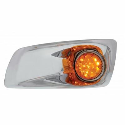 Kenworth T660 Front Bumper Light Bezel w/ 17 LED Watermelon Light (Driver) - Amber LED/ Amber Lens