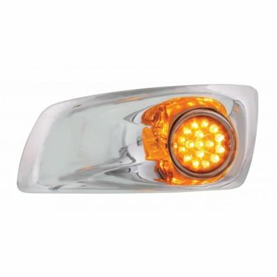 Bumper Light Bezel W/Amber LED Hi/Lo Clear Style Refl. Light For 2007-17 KW T660-Driver -Amber Lens