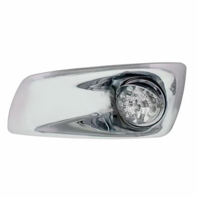 Bumper Light Bezel W/Amber LED Refl. Watermelon Light & Visor For 2007-17 KW T660-Driver -Clear Lens