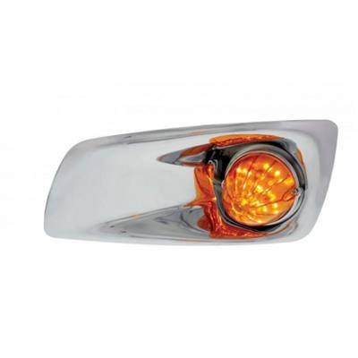 Kenworth T660 Front Bumper Light Bezel w/ 19 LED Watermelon Light (Driver) - Amber LED/ Amber Lens