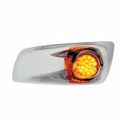 Kenworth T660 Front Bumper Light Bezel w/ 19 LED Reflector Light (Driver) - Amber LED/ Amber Lens