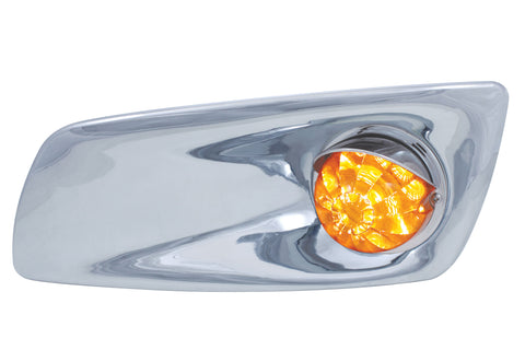 Bumper Light Bezel W/19 Amber LED Watermelon Light & Visor For 2007-17 KW T660-Driver -Amber Lens