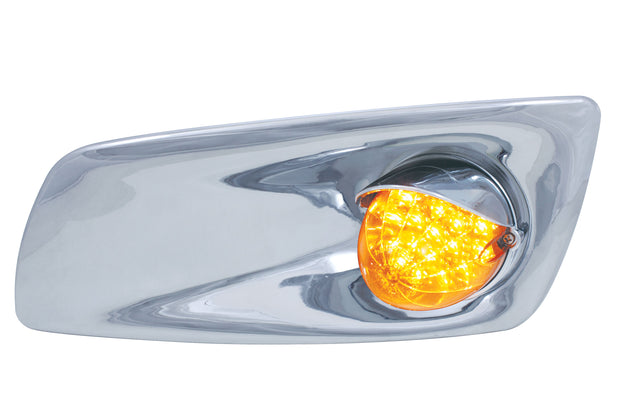 Bumper Light Bezel W/19 LED Refl. Light & Visor For 2007-17 KW T660-Driver -Amber LED/ Amber Lens