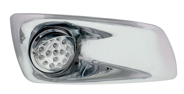 Bumper Light Bezel w/17 Amber LED Clear Style Refl. Light & Visor For KW T660-Passenger -Clear Lens