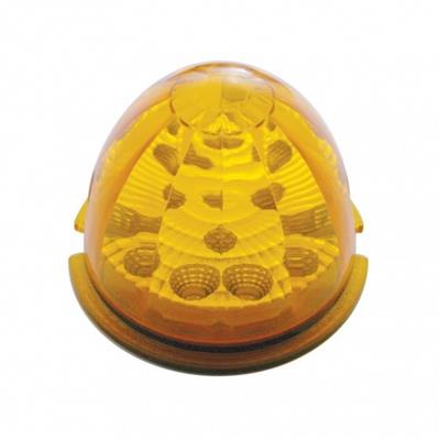 Bumper Light Bezel w/17 Amber LED Refl. Watermelon Light & Visors For KW T660-Passenger -Amber Lens