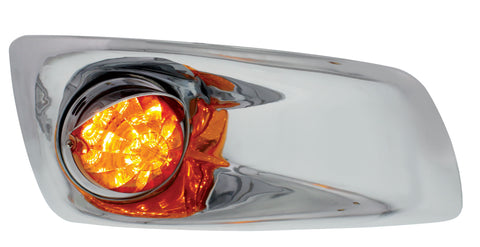 Bumper Light Bezel w/17 Amber LED Refl. Watermelon Light & Visors For KW T660-Passenger -Amber Lens