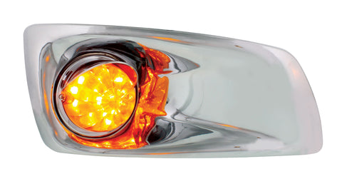 Bumper Light Bezel w/17 Amber LED Hi/Lo Watermelon Light & Visor For KW T660-Passenger -Amber Lens