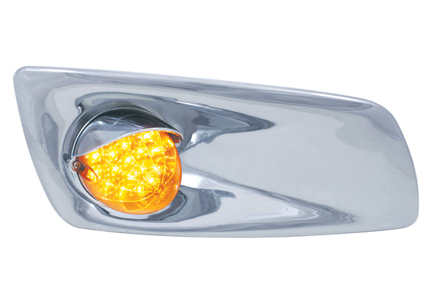 Bumper Light Bezel w/19 Amber LED Reflector Light & Visor For 2007-17 KW T660-Passenger -Amber Lens