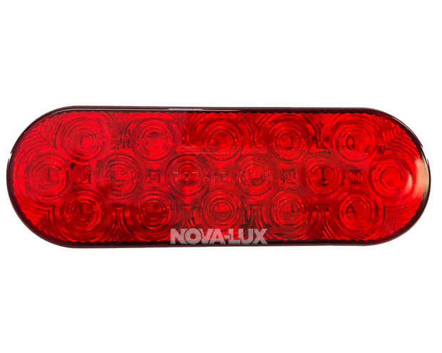 STT LIGHT 16 LED OVAL RED WITH GROMMET