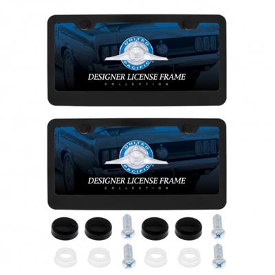 Black License Plate Frame W/ Screw Caps (2 Pack)