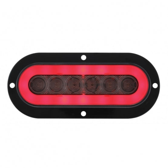 22 RED LED 6" OVAL S/T/T & P/T/C "GLO" LIGHT - FLANGE - RED LENS