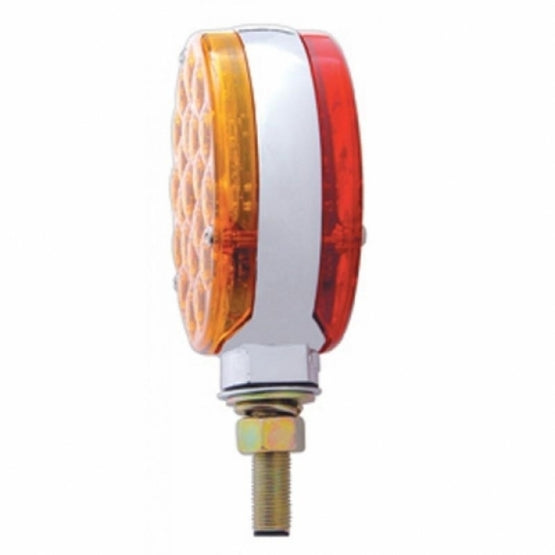 CHROME DOUBLE FACE 21 AMBER/RED LED AUXILIARY SIGNAL LIGHT - AMBER/RED BUBBLE LENS