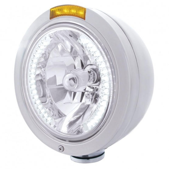 S.S. PB "BULLET" PB HEADLIGHT W/ AMBER SIGNAL LIGHT - 34 WHITE LED CRYSTAL HALOGEN