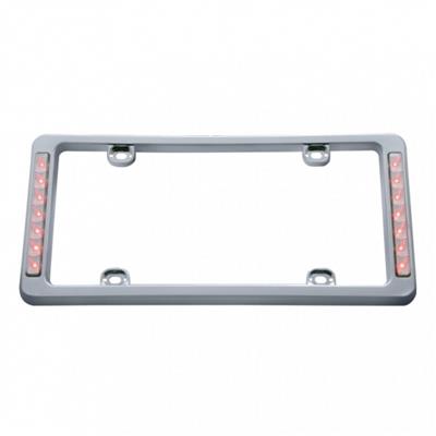 14 LED Chrome License Plate Frame - Red LED/Clear Lens