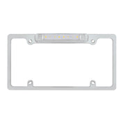 Chrome License Plate Frame With White LED Back-Up Light - White LED/Clears Lens