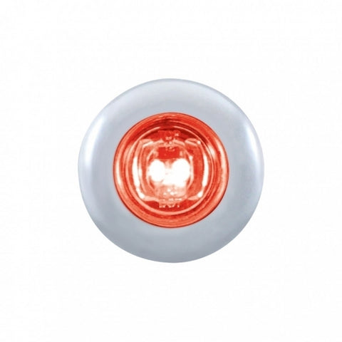 2 RED LED MINI CLEARANCE/MARKER LIGHT WITH STAINLESS STEEL BEZEL - CLEAR LENS