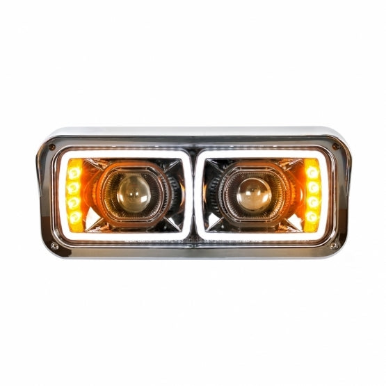 CUNIVERSAL 4" X 6" MODULAR BLACKOUT LED PROJECTION HEADLIGHT WITH LED TURN SIGNAL & LED PISTION LIGHT BAR - DRIVER