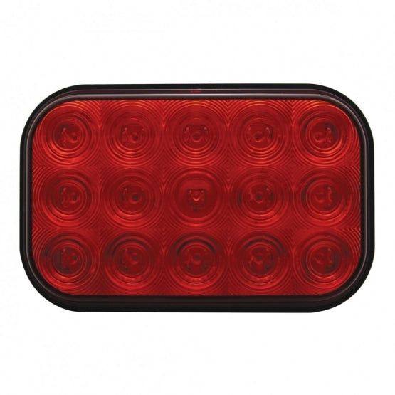 15 RED LED RECTANGULAR S/T/T LIGHT - RED LENS