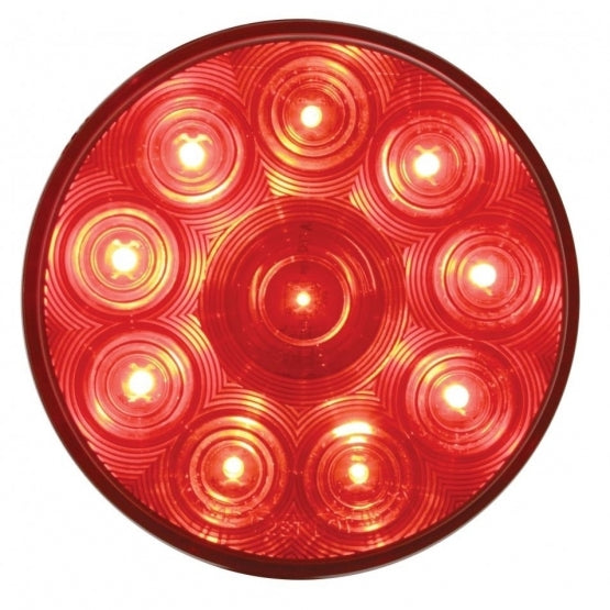 10 RED LED 4" ROUND S/T/T LIGHT - RED LENS 