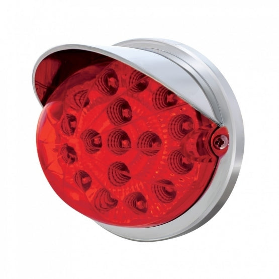  17 RED LED DUAL FUNCTION CLEAR REFLECTOR CAB LIGHT FLUSH MOUNT KIT WITH VISOR - RED LENS