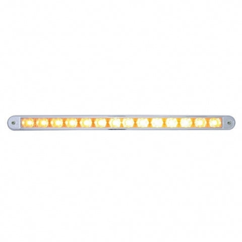 14 AMBER LED 12" AUXILIARY WARNING LIGHT BAR WITH CHROME BEZEL - CLEAR LENS