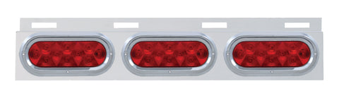 Stainless Top Mud Flap Plate w/ Three 10 LED Lights & Visor - Red LED/Red Lens