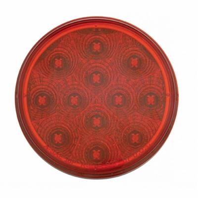 Stainless Top Mud Flap Plate w/ Three 12 LED 4" Lights & Grommets - Red LED/Red Lens