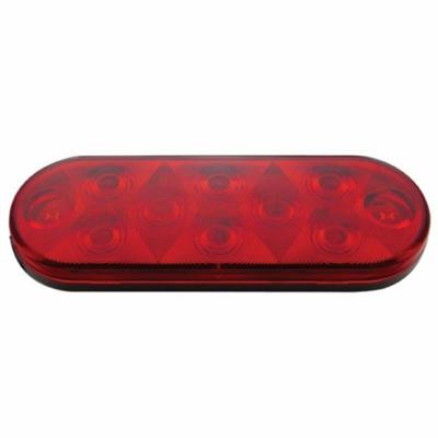 Stainless Top Mud Flap Plate w/ Three 10 LED Lights & Grommet - Red LED/Red Lens