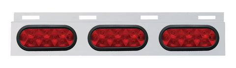 Stainless Top Mud Flap Plate w/ Three 10 LED Lights & Grommet - Red LED/Red Lens