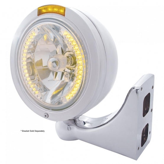 S.S. PB "BULLET" PB HEADLIGHT W/ AMBER DUAL FUNCTION SIGNAL LIGHT - 34 AMBER LED CRYSTAL HALOGEN