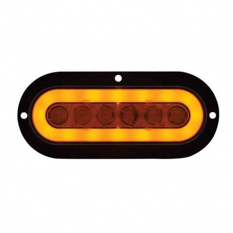 22 AMBER LED 6" OVAL S/T/T & P/T/C "GLO" LIGHT - FLANGE - AMBER LENS