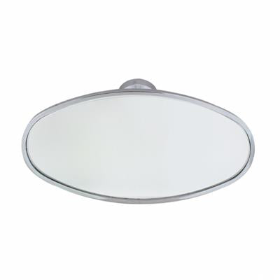 Oval Chrome Plated Aluminum Interior Rear View Mirror With Glue-On Mount