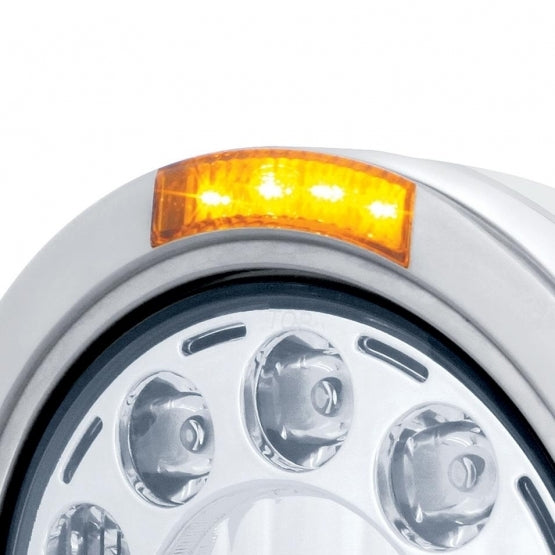 S.S. "BULLET" PETERBILT 11 HIGH POWER LED HEADLIGHT W/ 4 AMBER LED SIGNAL LIGHT - AMBER LENS