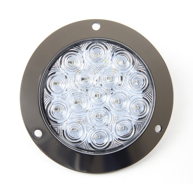 REVERSE LIGHT 4INCH ROUND 16 LED WHITE W/SS FLANGE